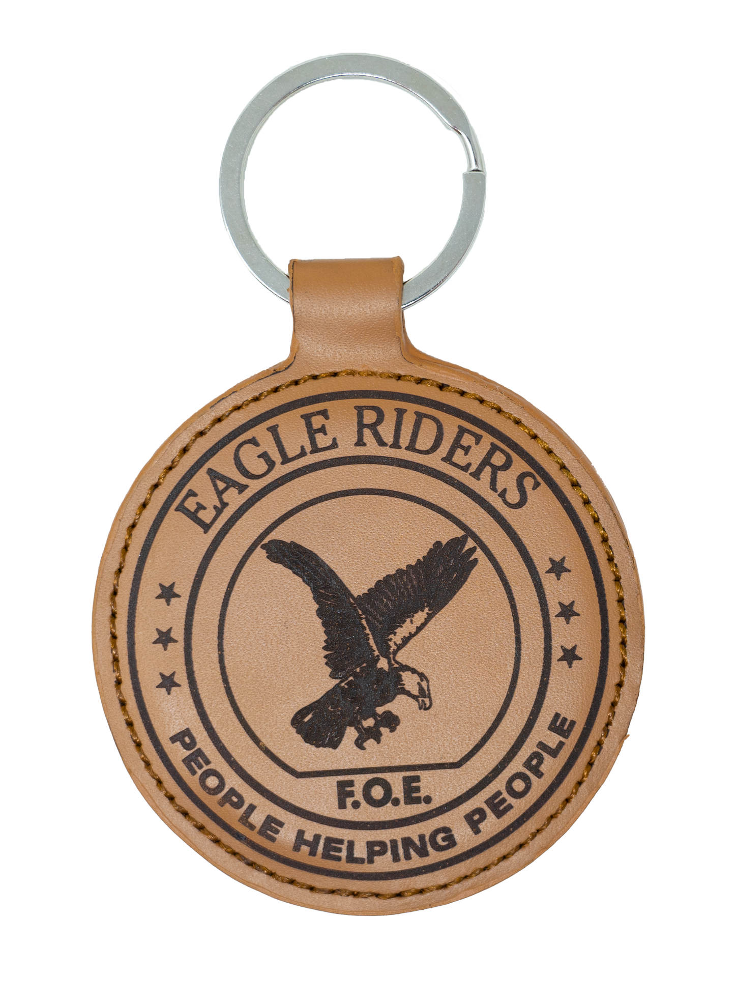 Eagle Riders Round Leather Keychain