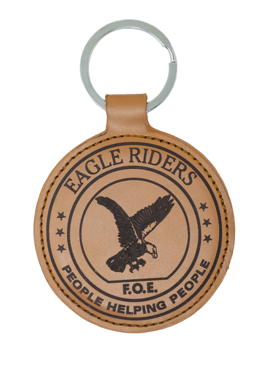 Eagle Riders Round Leather Keychain